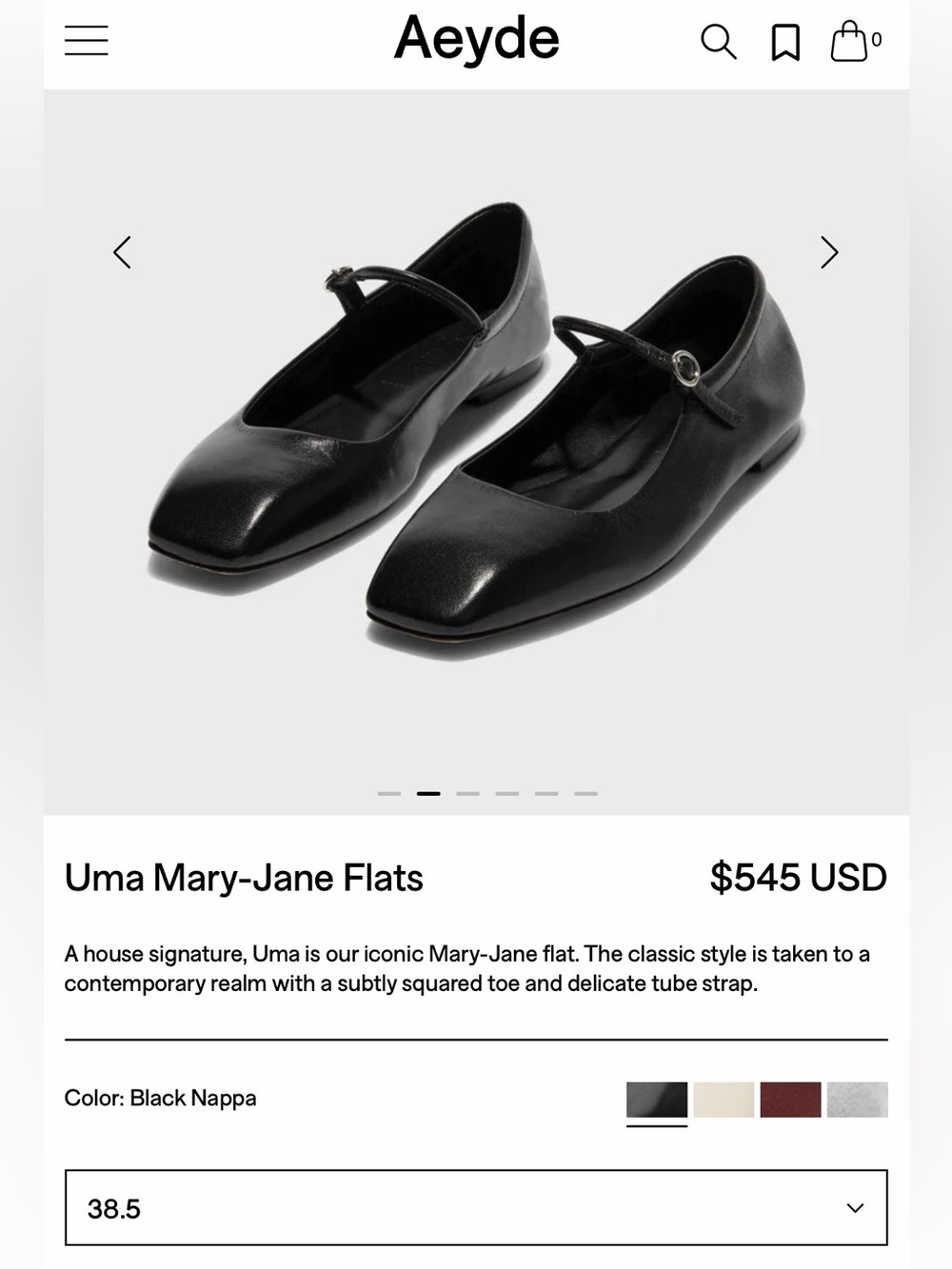 Aeyde Uma Mary-Jane Flats Black Leather 38.5 - Picture 4 of 17